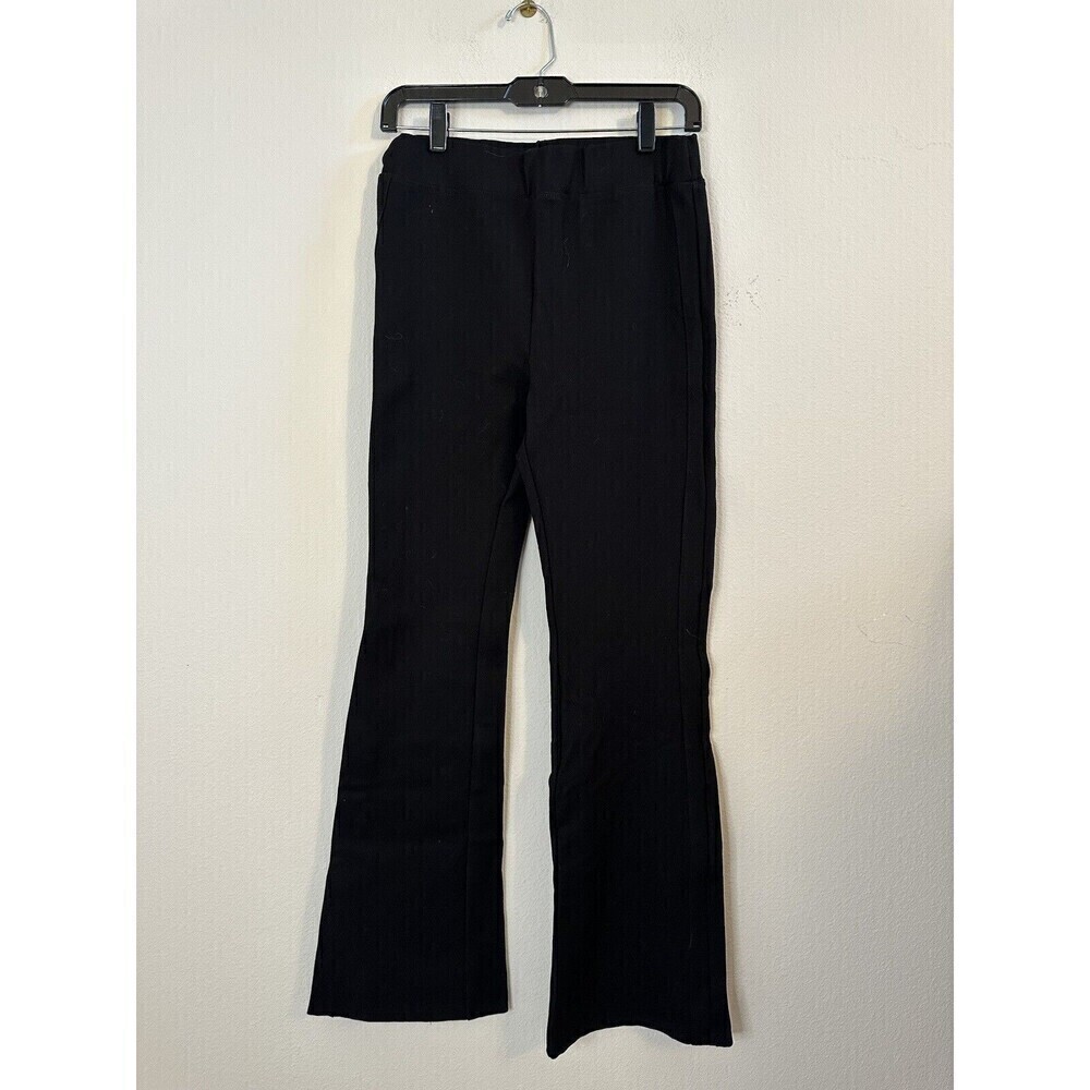 Maeve Anthropologie Flare Leg Ponte Pants Womens Small Washed Black Slit Hems